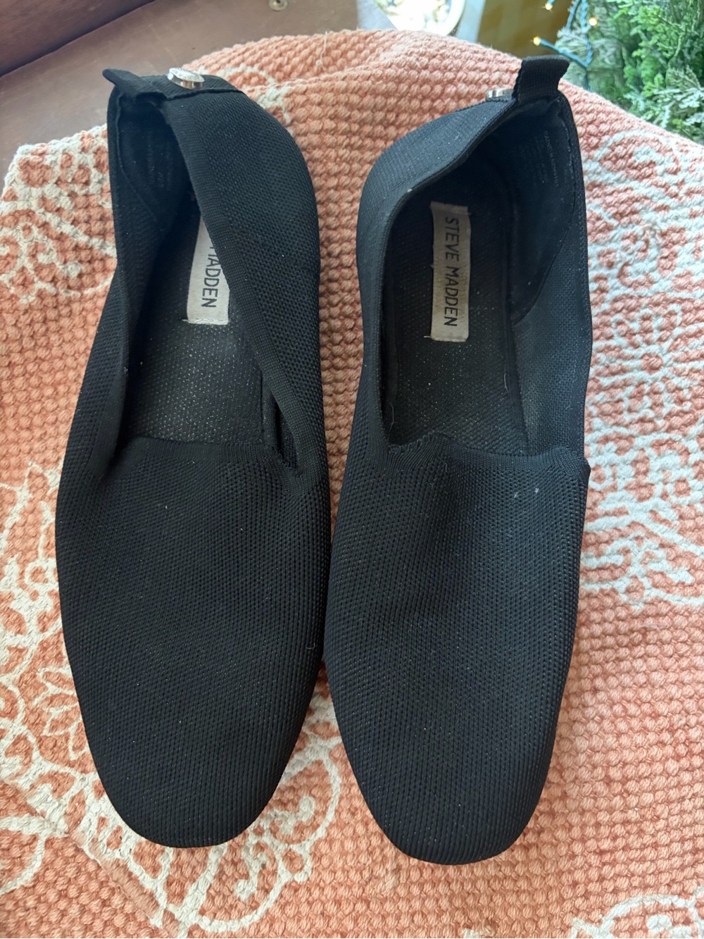 Steve Madden Black Knit Slip-On Loafers